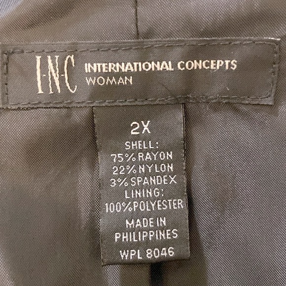 INC international concepts black & Ivory woman’s blazer fully lined knit plus - Picture 9 of 14